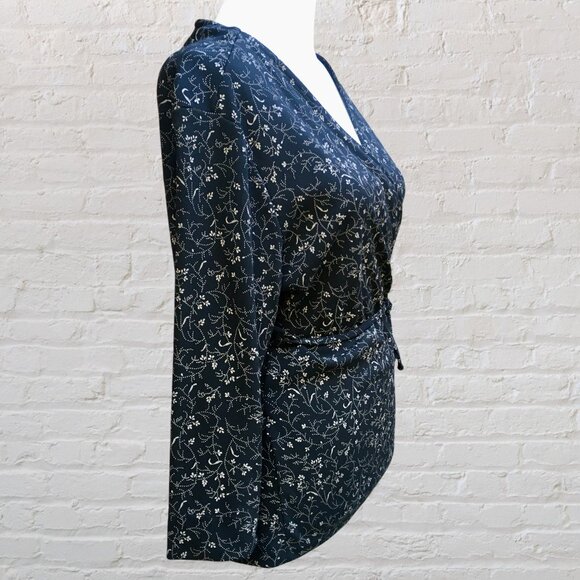 Talbots Women’s Wrap Style Blouse/Top Surplice Neck Floral 3/4 Sleeves (Sz Lg) - Picture 8 of 16